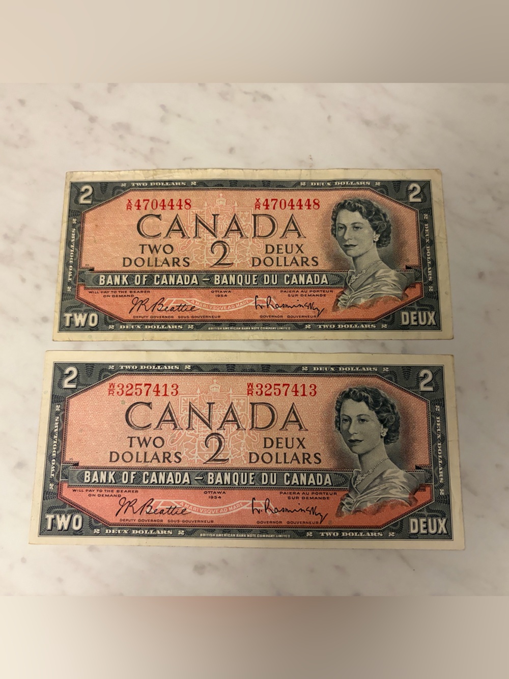 1954 set - Canada Two Dollar Banknotes